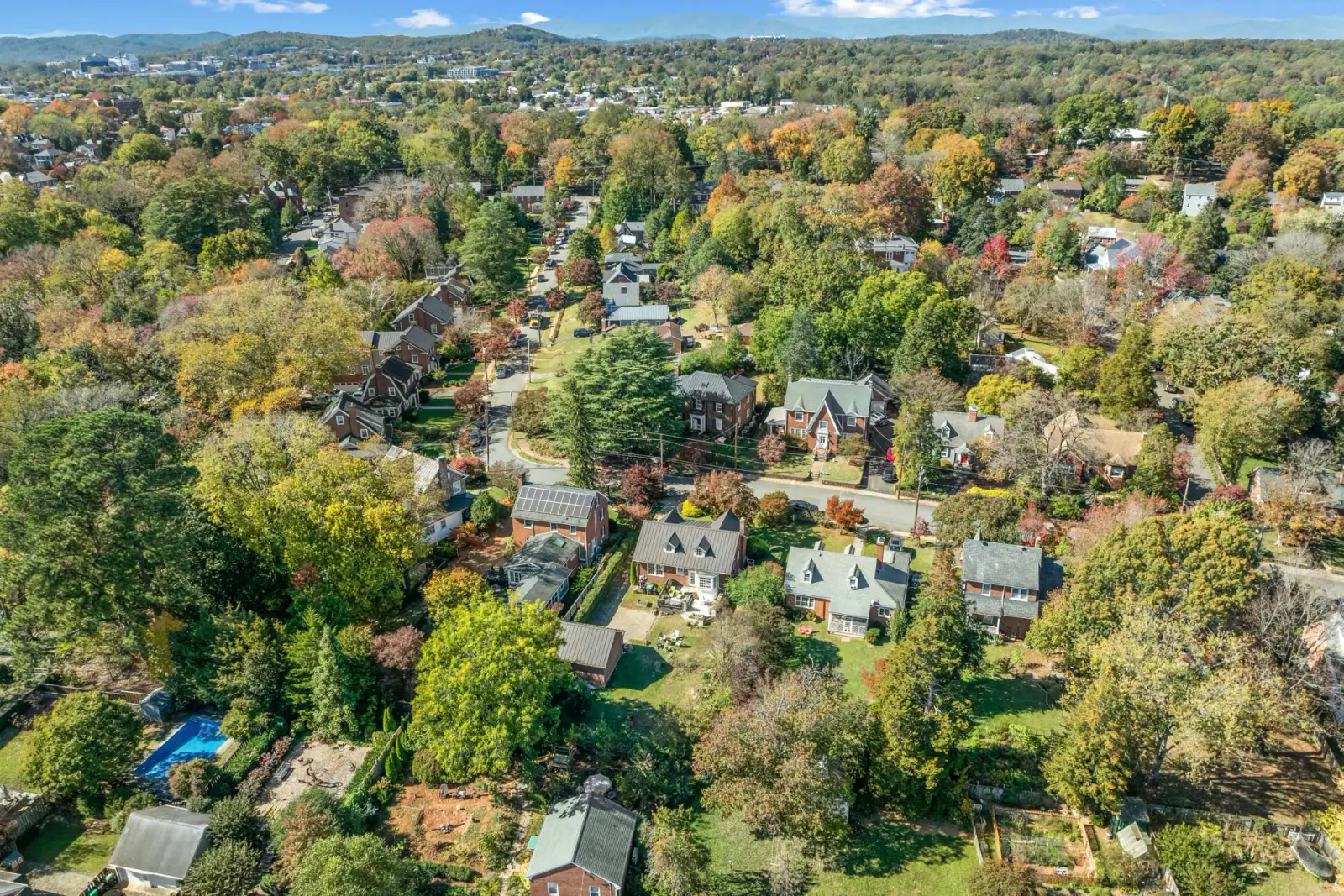 Aerial view of Evergreen Ave
