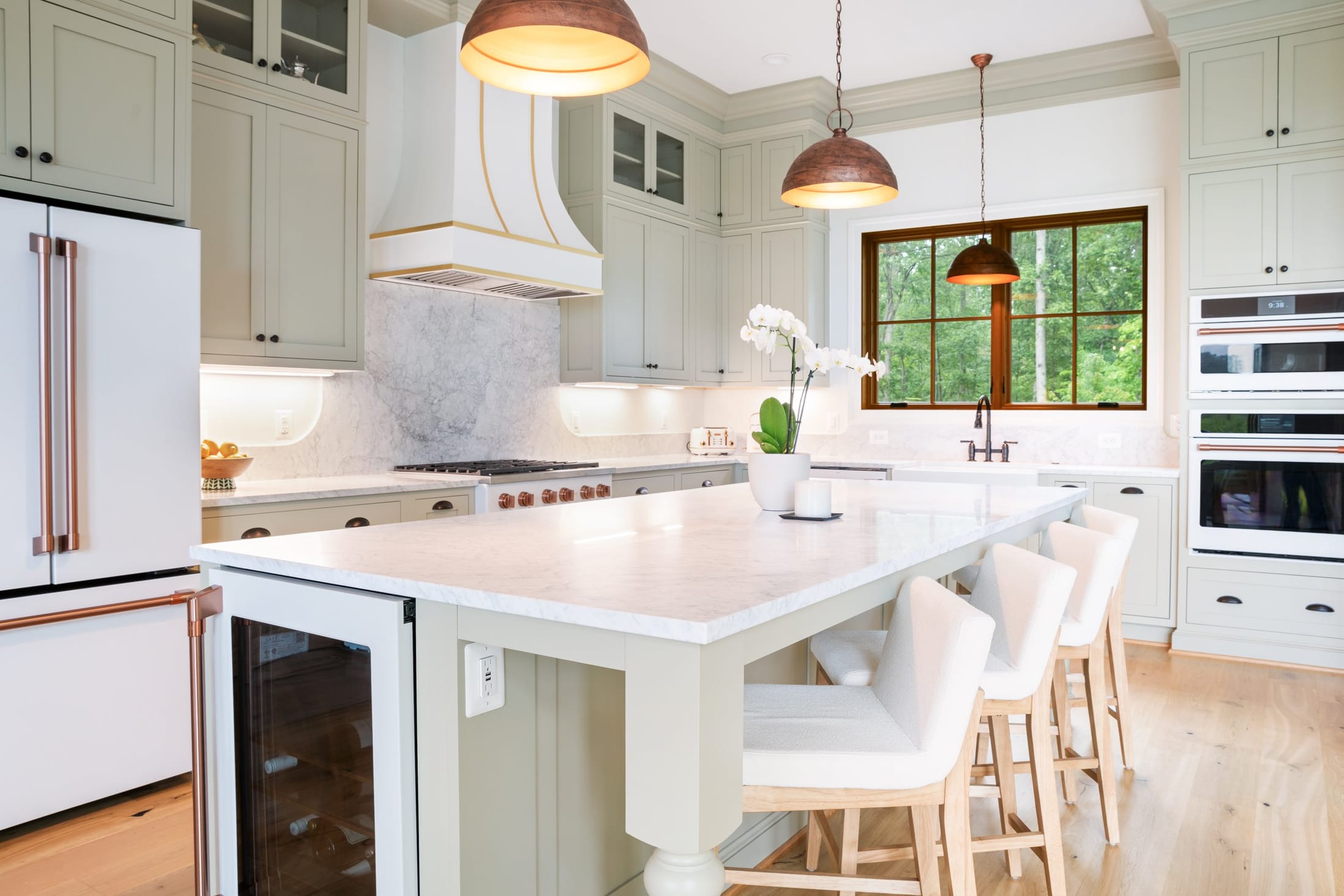Custom white kitchen cabinetry at Winsome Orchard Lane